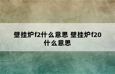 壁挂炉f2什么意思 壁挂炉f20什么意思